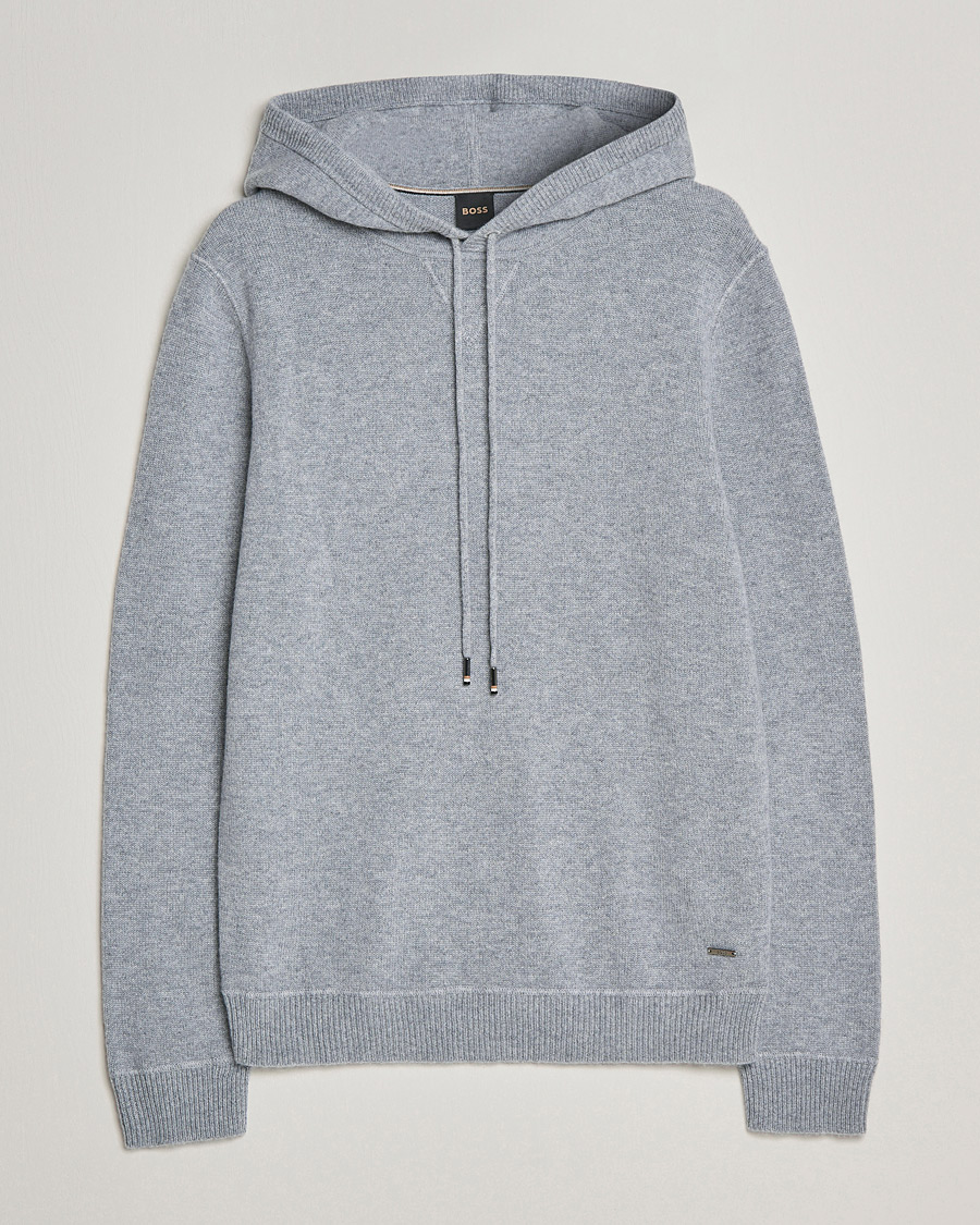 Herren | Pullover | BOSS BLACK | BOSS Tailored Luxus Cashmere Hoodie Silver