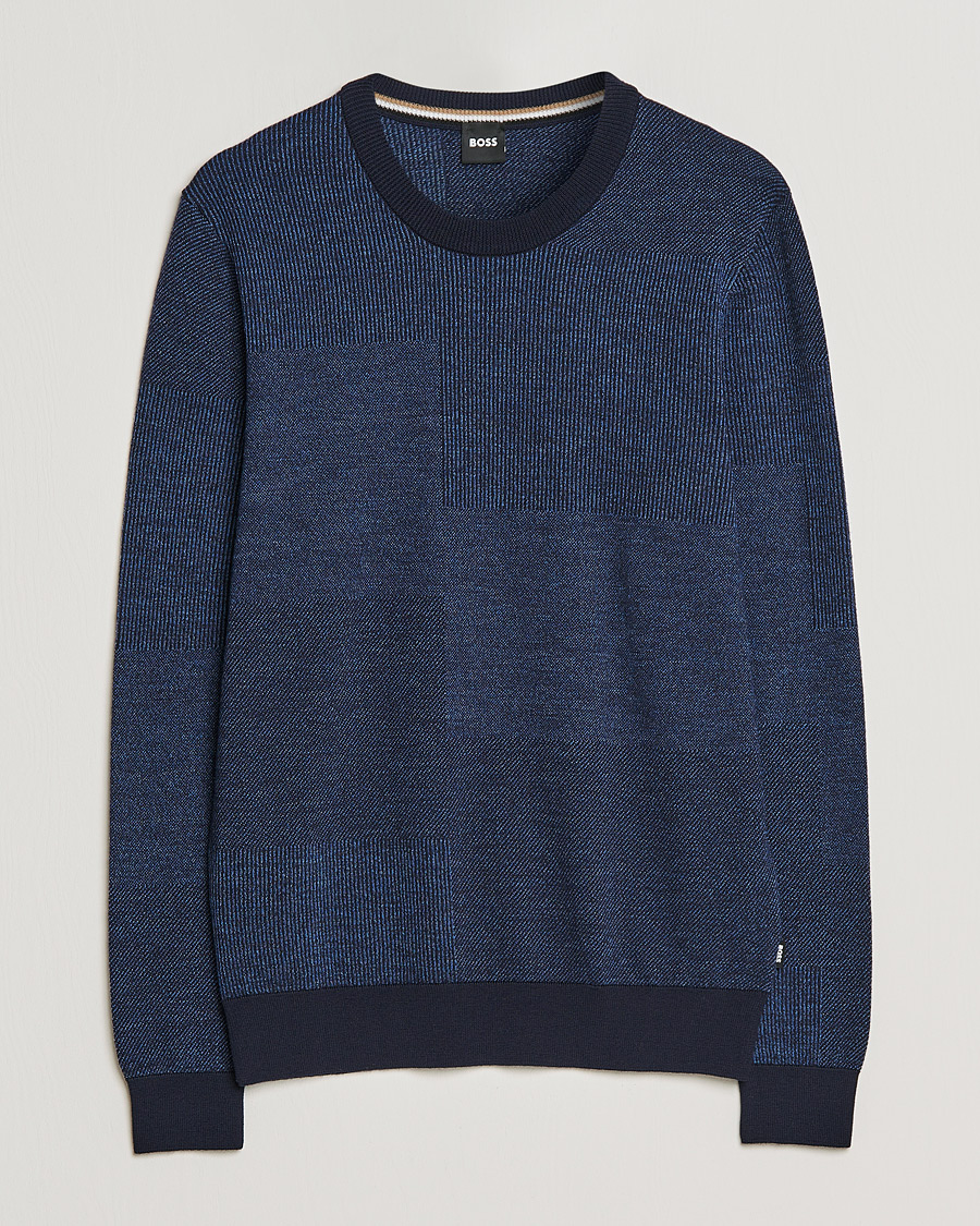Herren | Pullover | BOSS BLACK | Leugenio Strucktured Block Sweater Dark Blue