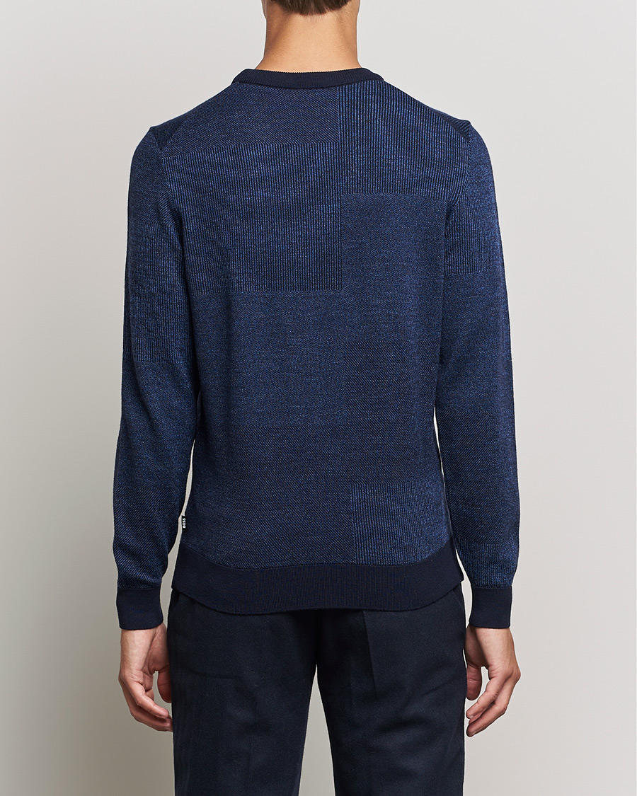 Herren | Pullover | BOSS BLACK | Leugenio Strucktured Block Sweater Dark Blue