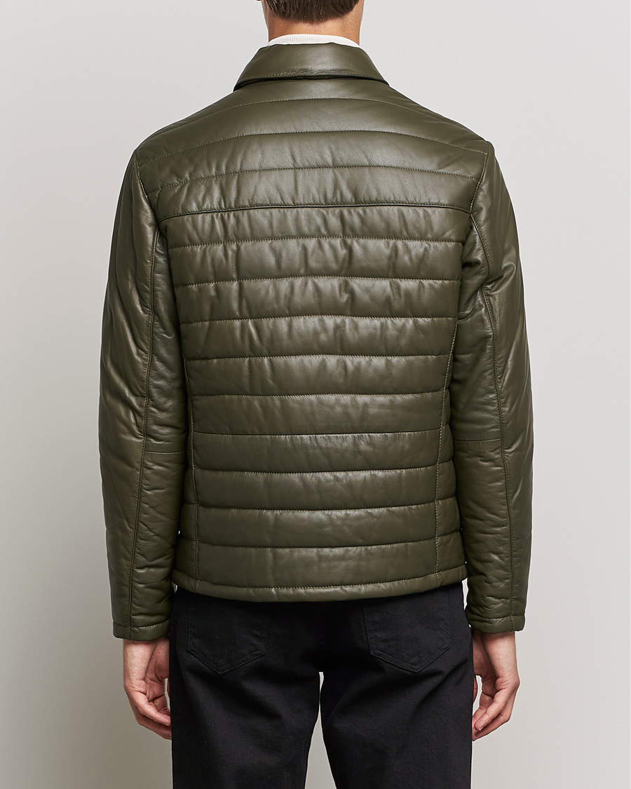 Herren | Jacken | BOSS BLACK | Milted Padded Leather Jacket Open Green