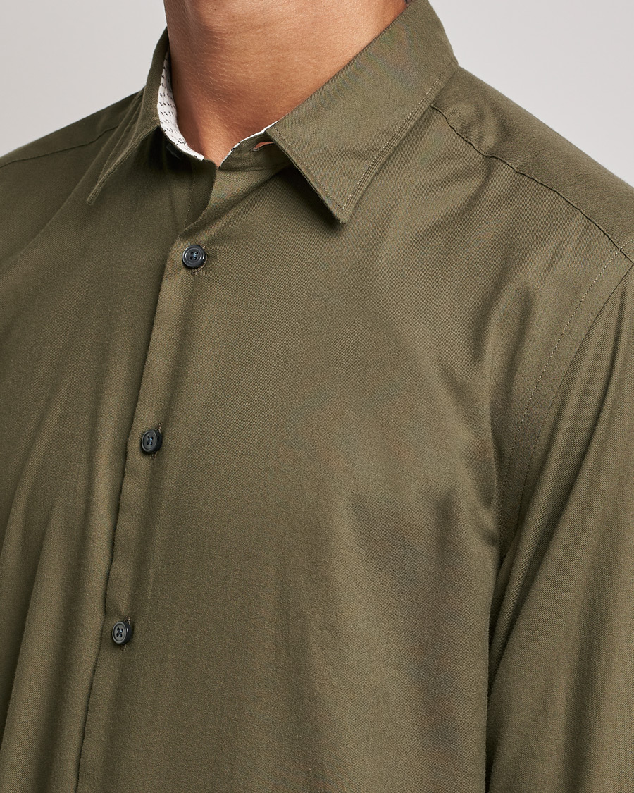 Herren | Hemden | BOSS BLACK | Liam Flannel Shirt Open Green