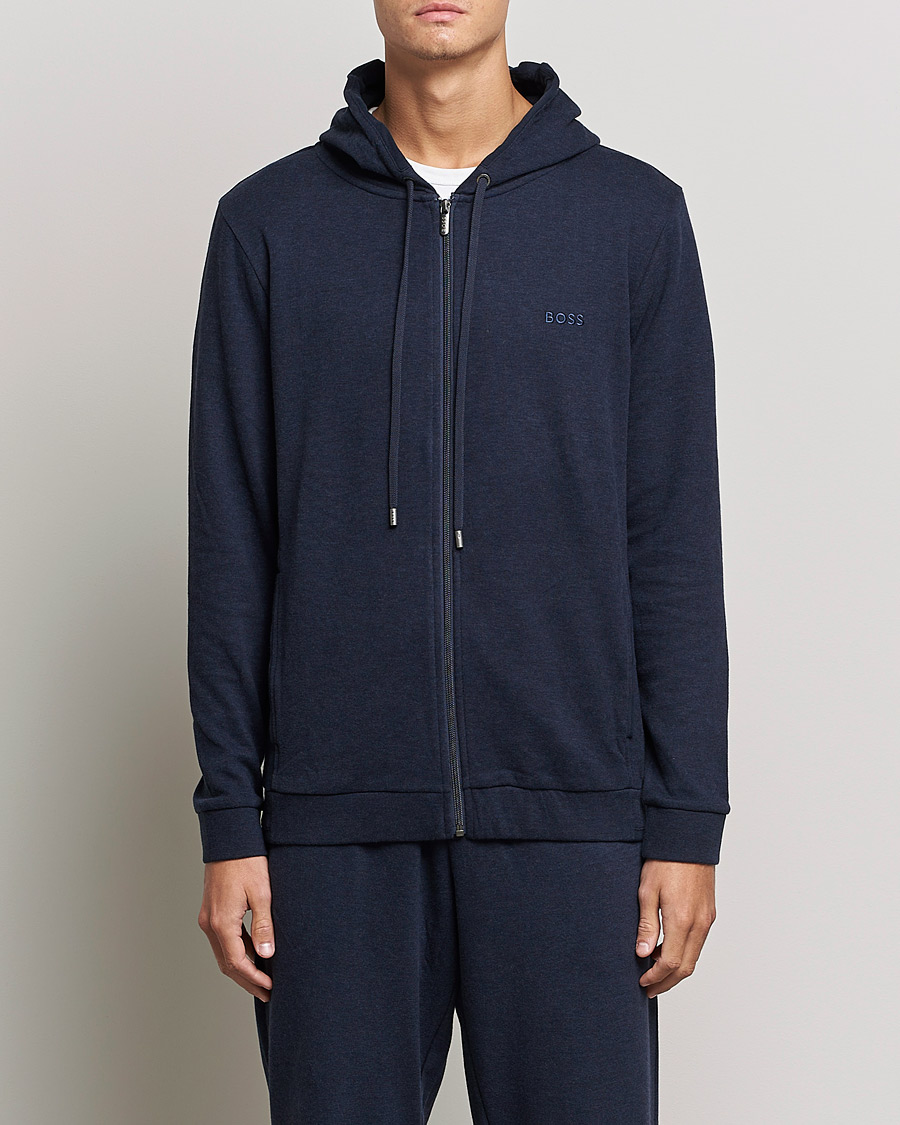 Herren | Pullover | BOSS BLACK | Cashmere Full Zip Hoodie Dark Blue