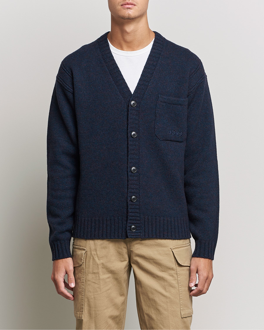Herren | Pullover | BOSS ORANGE | BOSS Casual Kouzzle Knitted Cardigan Dark Blue