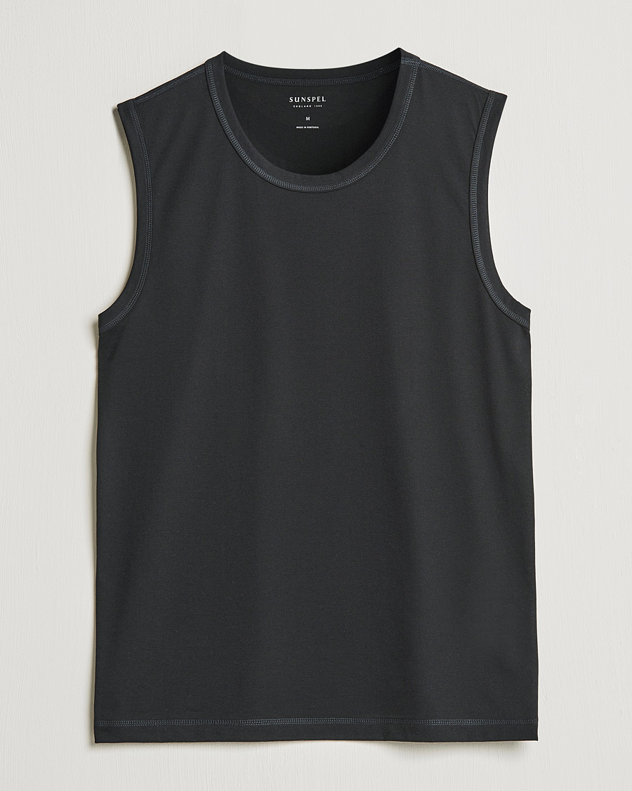 Herren | T-Shirts | Sunspel | Active Vest Black