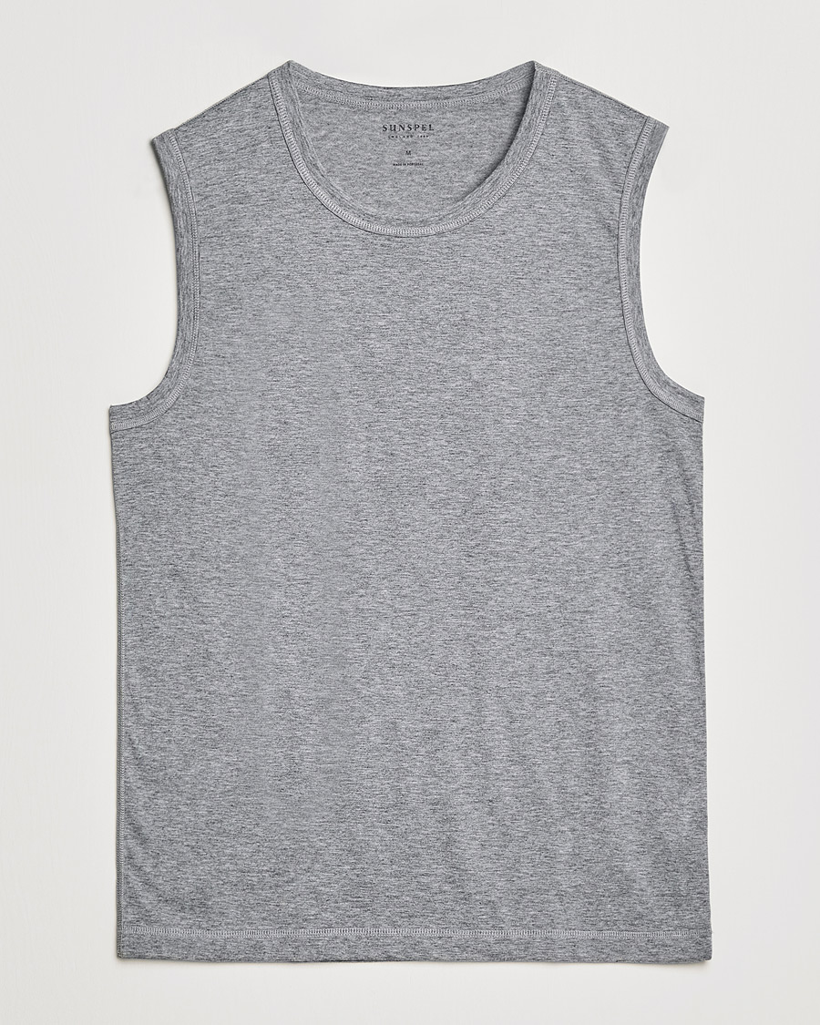 Herren | T-Shirts | Sunspel | Active Vest Grey Melange