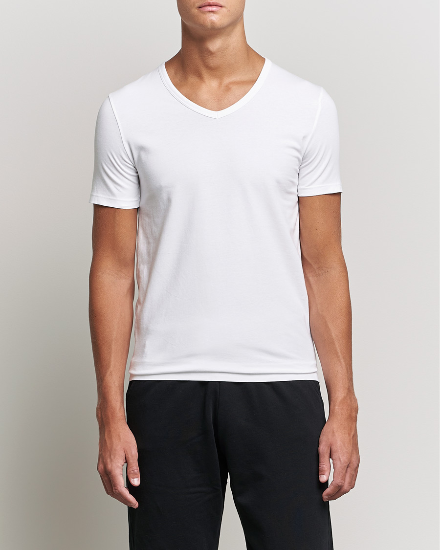 Herren | BOSS BLACK | BOSS BLACK | 2-Pack V-Neck Slim Fit T-Shirt White
