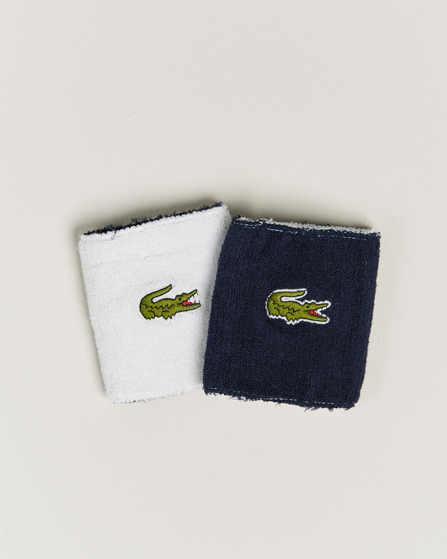 Herren | Lacoste Sport 2-Pack Logo Wristband White/Navy | Lacoste Sport | 2-Pack Logo Wristband White/Navy