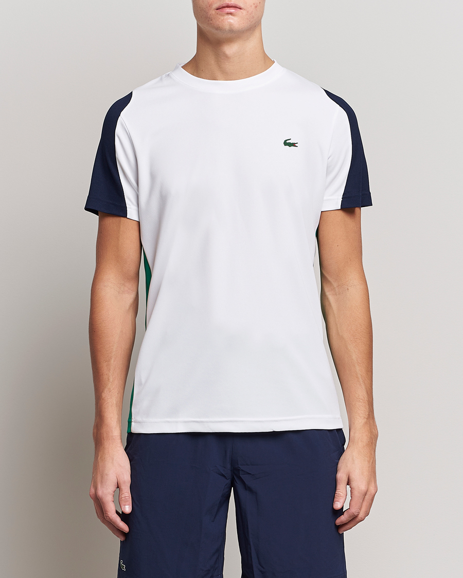 Herren | T-Shirts | Lacoste Sport | Performance Crew Neck T-Shirt White/Navy Blue