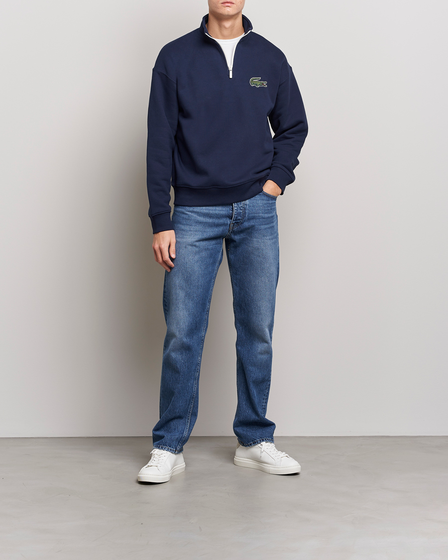 Herren | Pullover | Lacoste | Half Zip Organic Cotton Sweatshirt Navy Blue
