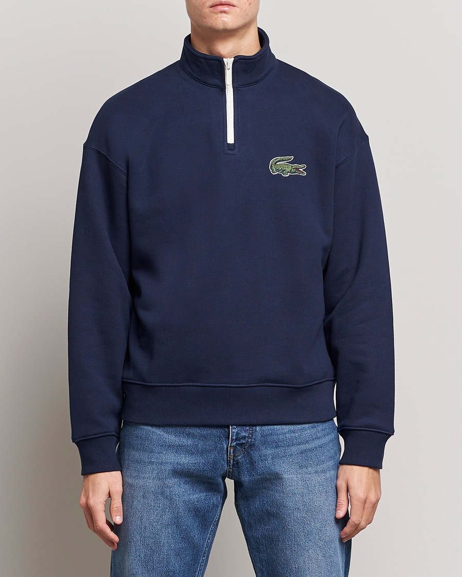 Herren | Pullover | Lacoste | Half Zip Organic Cotton Sweatshirt Navy Blue