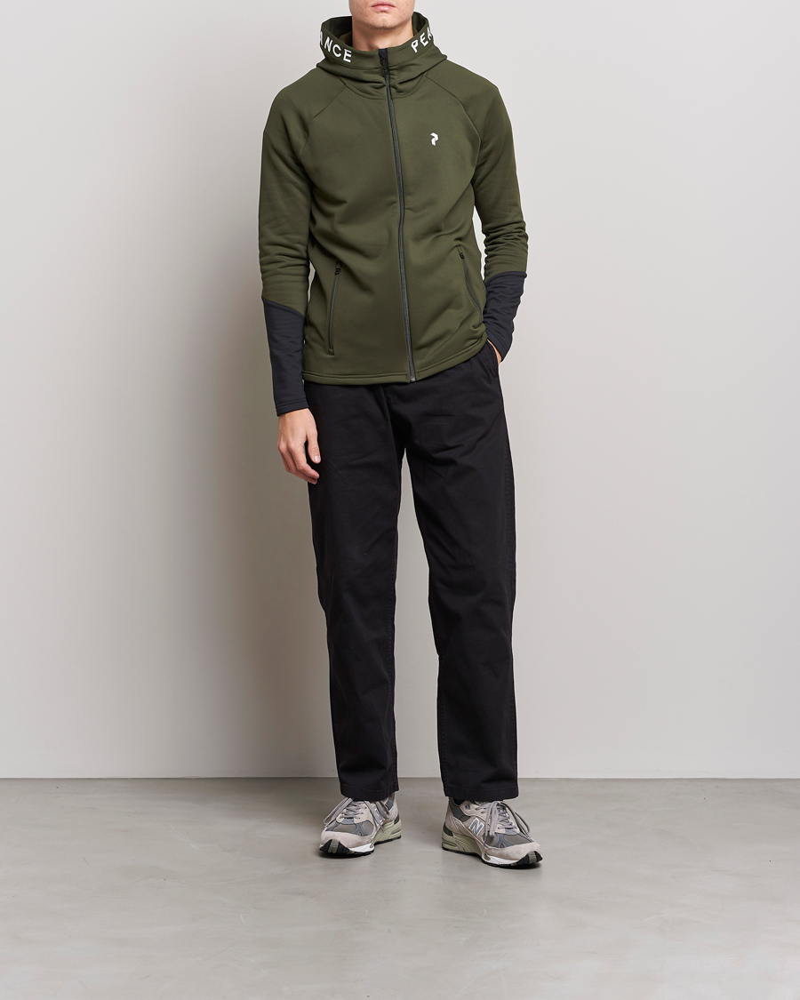Herren | Pullover | Peak Performance | Rider Zip Fleece Hood Jacket Forest Night Black