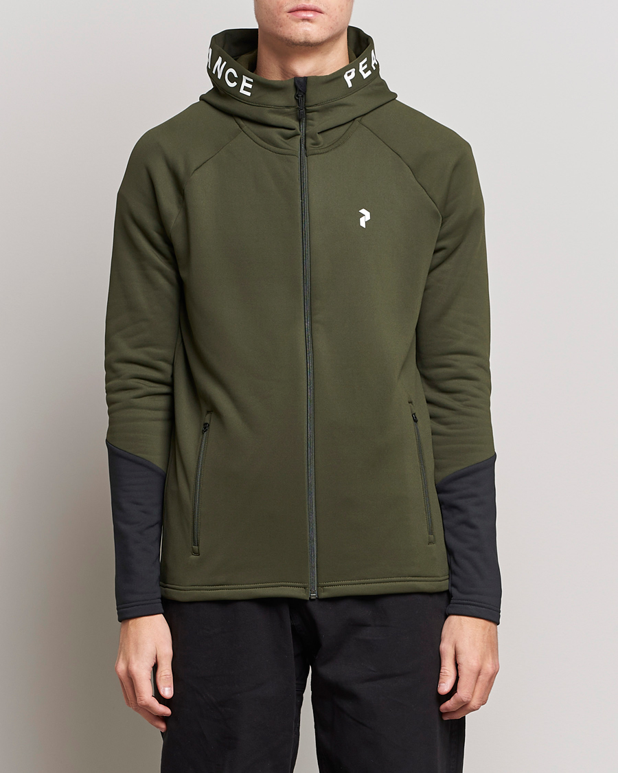 Herren | Pullover | Peak Performance | Rider Zip Fleece Hood Jacket Forest Night Black
