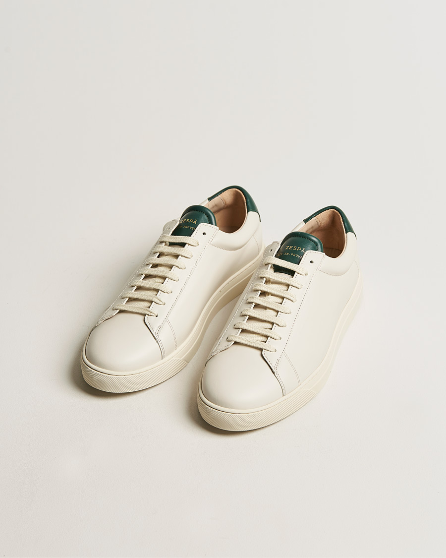Herren | Zespà ZSP4 Nappa Leather Sneakers Off White/Vert Sombre | Zespà | ZSP4 Nappa Leather Sneakers Off White/Vert Sombre