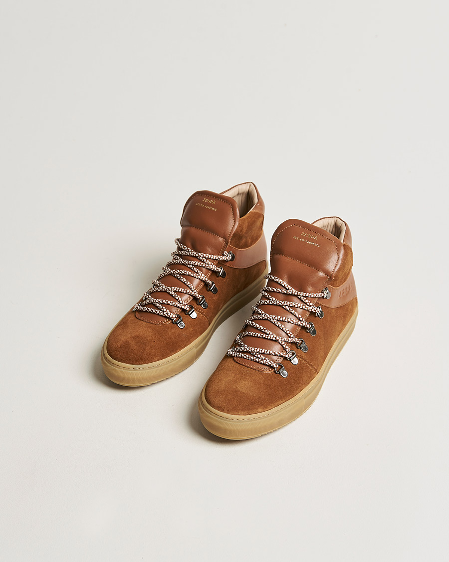 Herren | Zespà ZSP12 Alpine Hiker High Top Suede Sneakers Camel | Zespà | ZSP12 Alpine Hiker High Top Suede Sneakers Camel