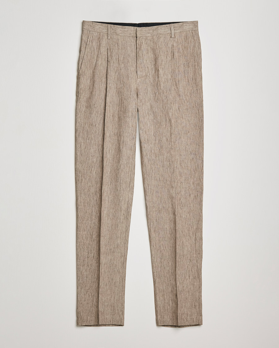 Herren | Hosen | Sunspel | Tailored Relaxed Fit Linen Trousers Dark Stone