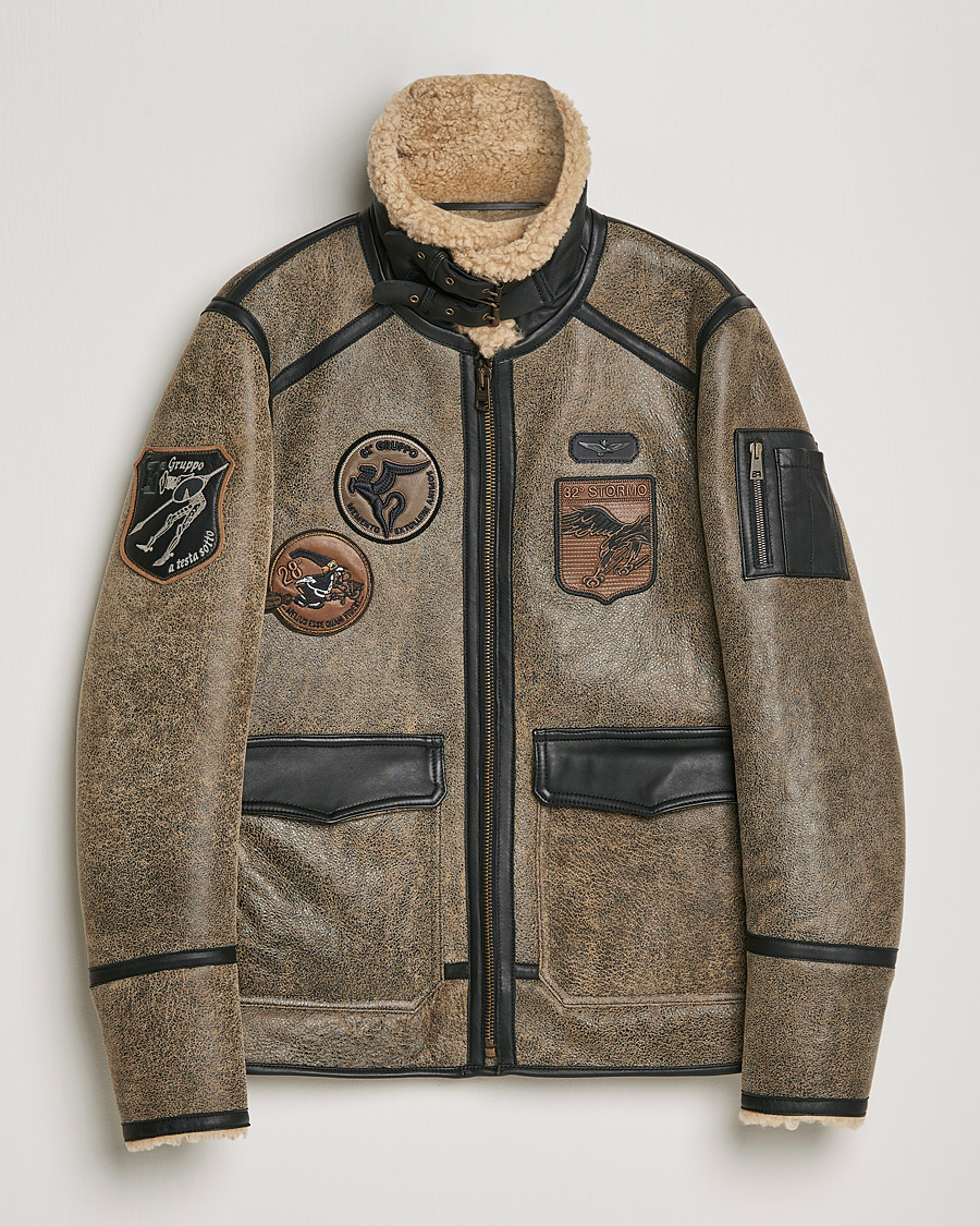 Herren | Jacken | Aeronautica Militare | Aviator Patch Jacket Tabaco