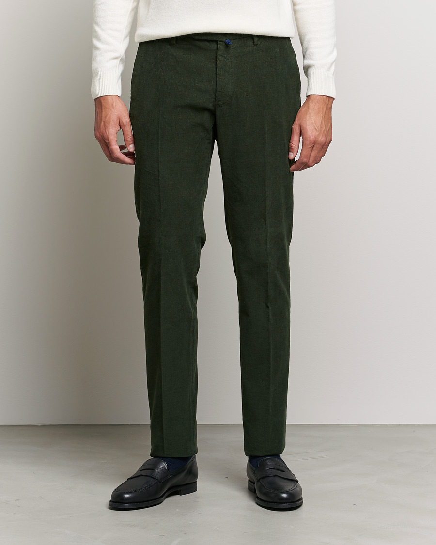 Herren | Hosen | Incotex | Slim Fit Soft Corduroy Trousers Forest Green
