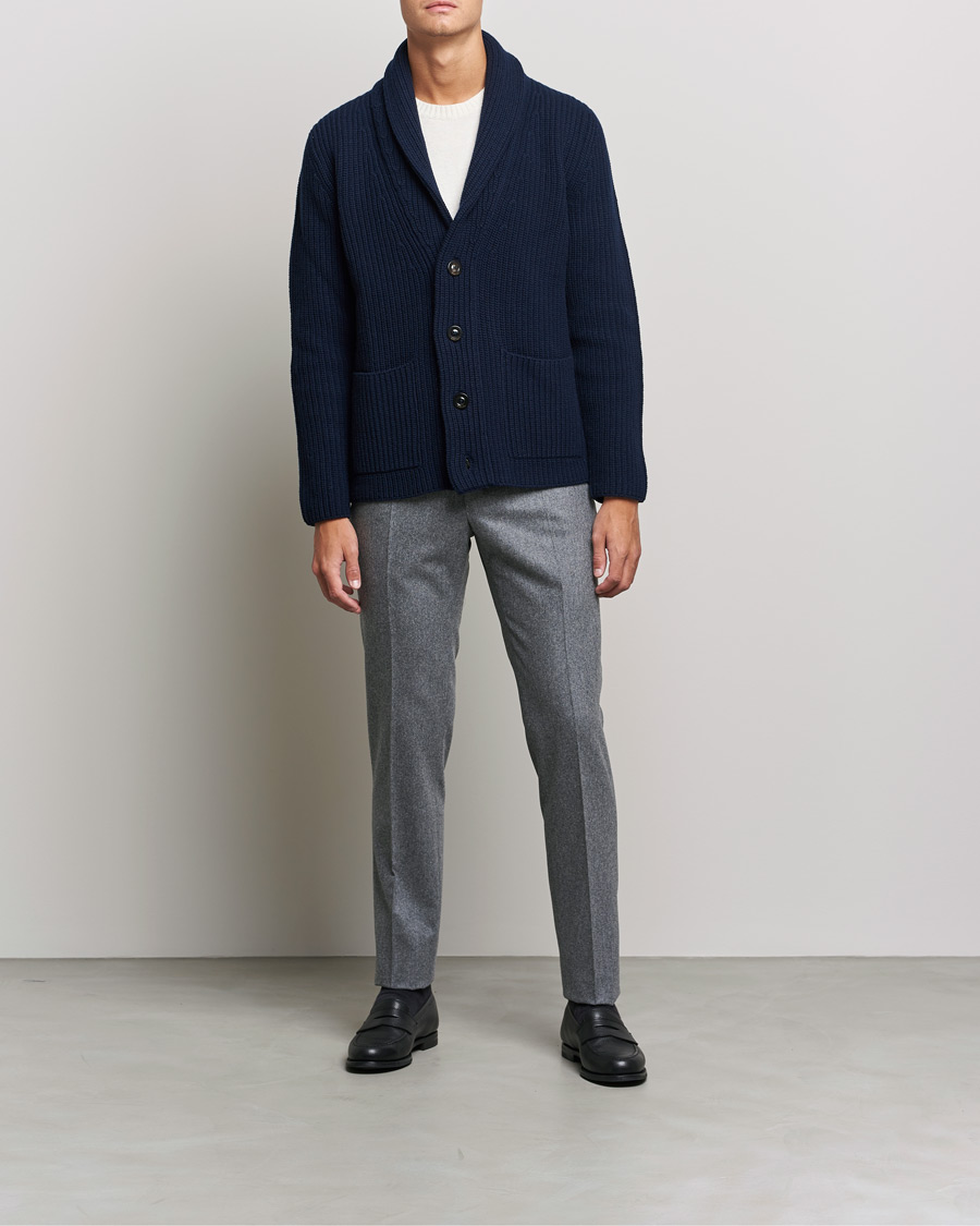 Herren | Hosen | Incotex | Slim Fit Carded Flannel Trousers Grey Melange