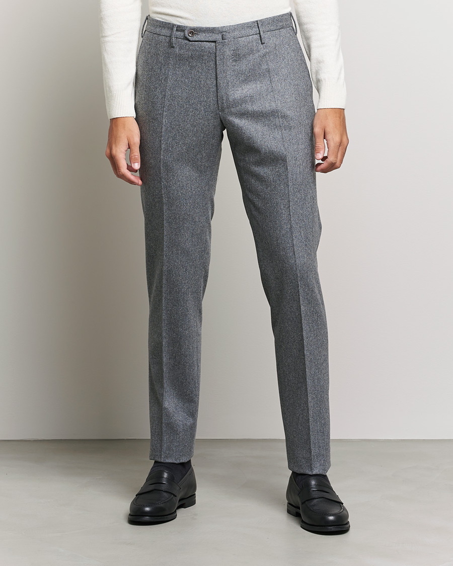 Herren | Hosen | Incotex | Slim Fit Carded Flannel Trousers Grey Melange