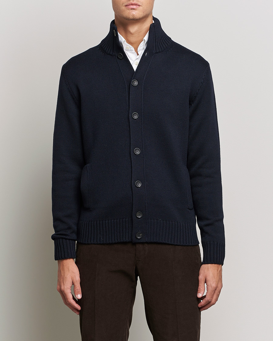 Herren | Pullover | Zanone | Virgin Merino Wool Chioto Cardigan Navy
