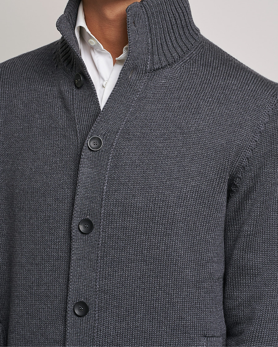 Herren | Pullover | Zanone | Virgin Merino Wool Chioto Cardigan Grey Melange