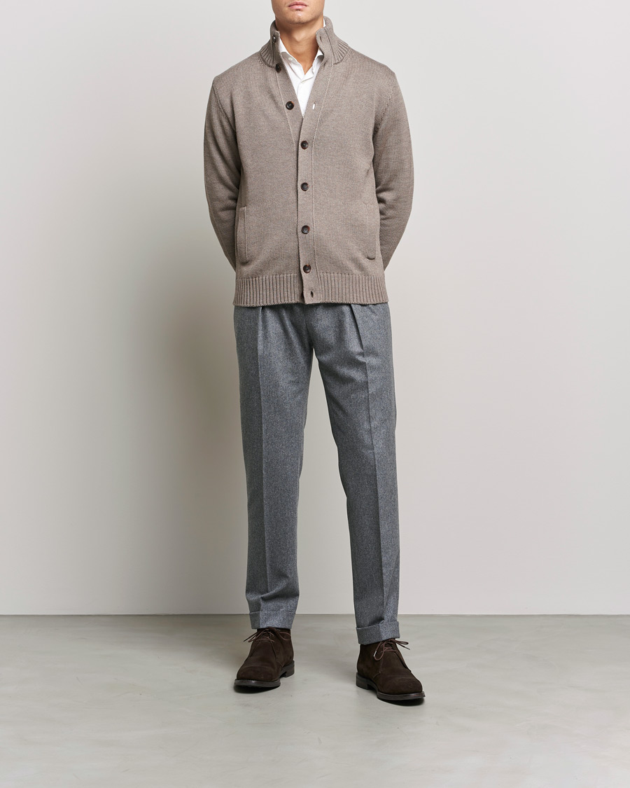 Herren | Pullover | Zanone | Virgin Merino Wool Chioto Cardigan Taupe