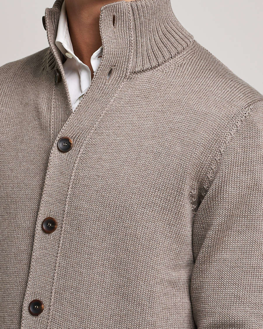 Herren | Pullover | Zanone | Virgin Merino Wool Chioto Cardigan Taupe