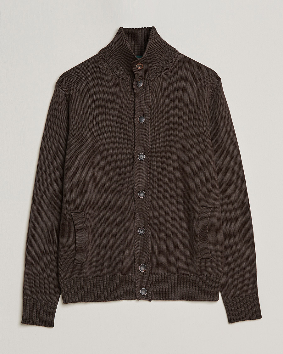 Herren | Pullover | Zanone | Virgin Merino Wool Chioto Cardigan Dark Brown