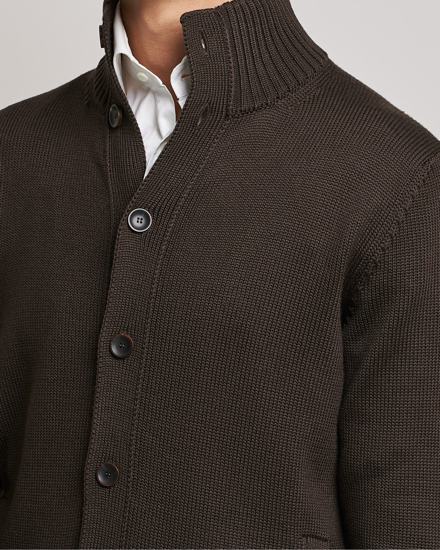Herren | Pullover | Zanone | Virgin Merino Wool Chioto Cardigan Dark Brown