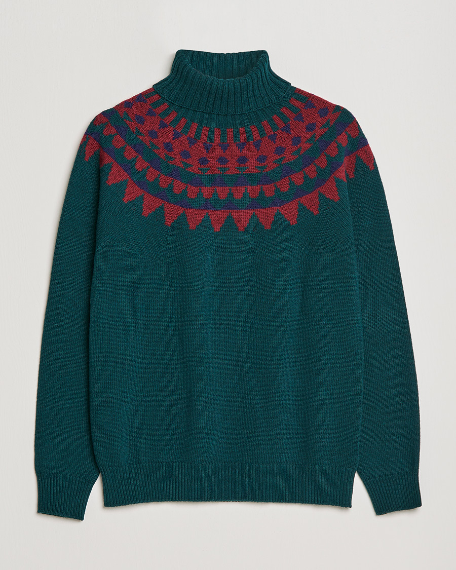 Herren | Pullover | Zanone | Fairisle Jacquard Rollneck Green