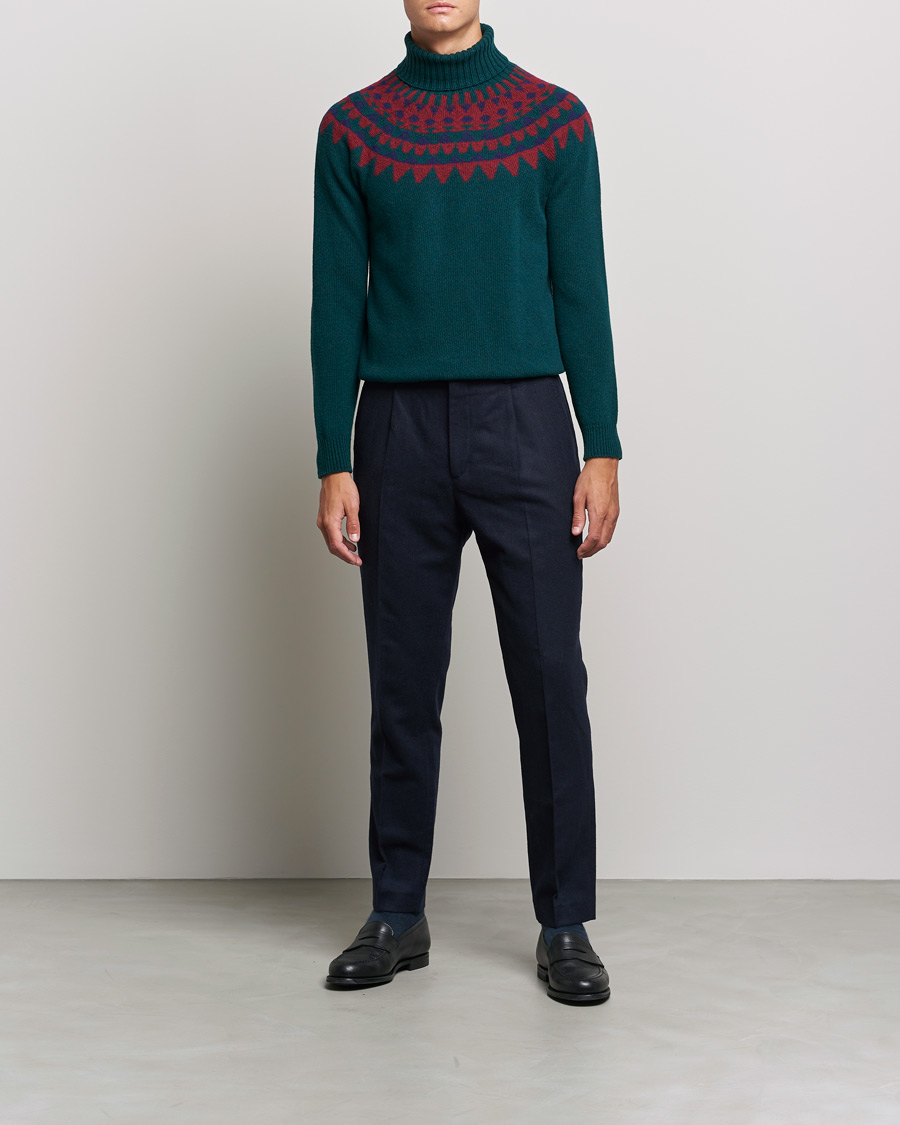 Herren | Pullover | Zanone | Fairisle Jacquard Rollneck Green