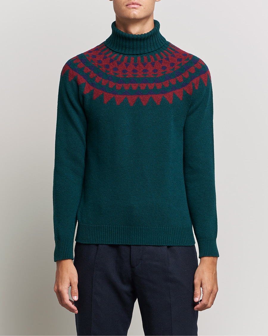 Herren | Pullover | Zanone | Fairisle Jacquard Rollneck Green