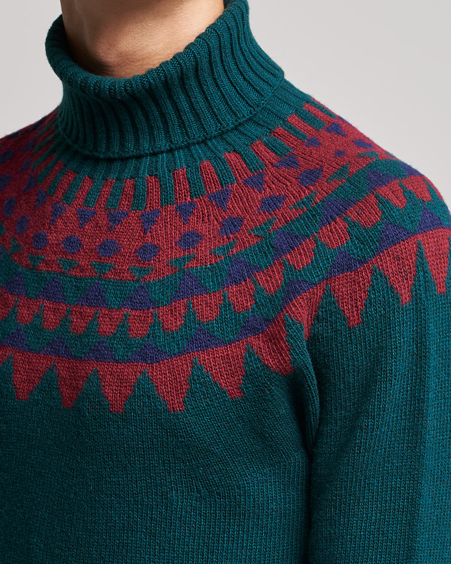 Herren | Pullover | Zanone | Fairisle Jacquard Rollneck Green