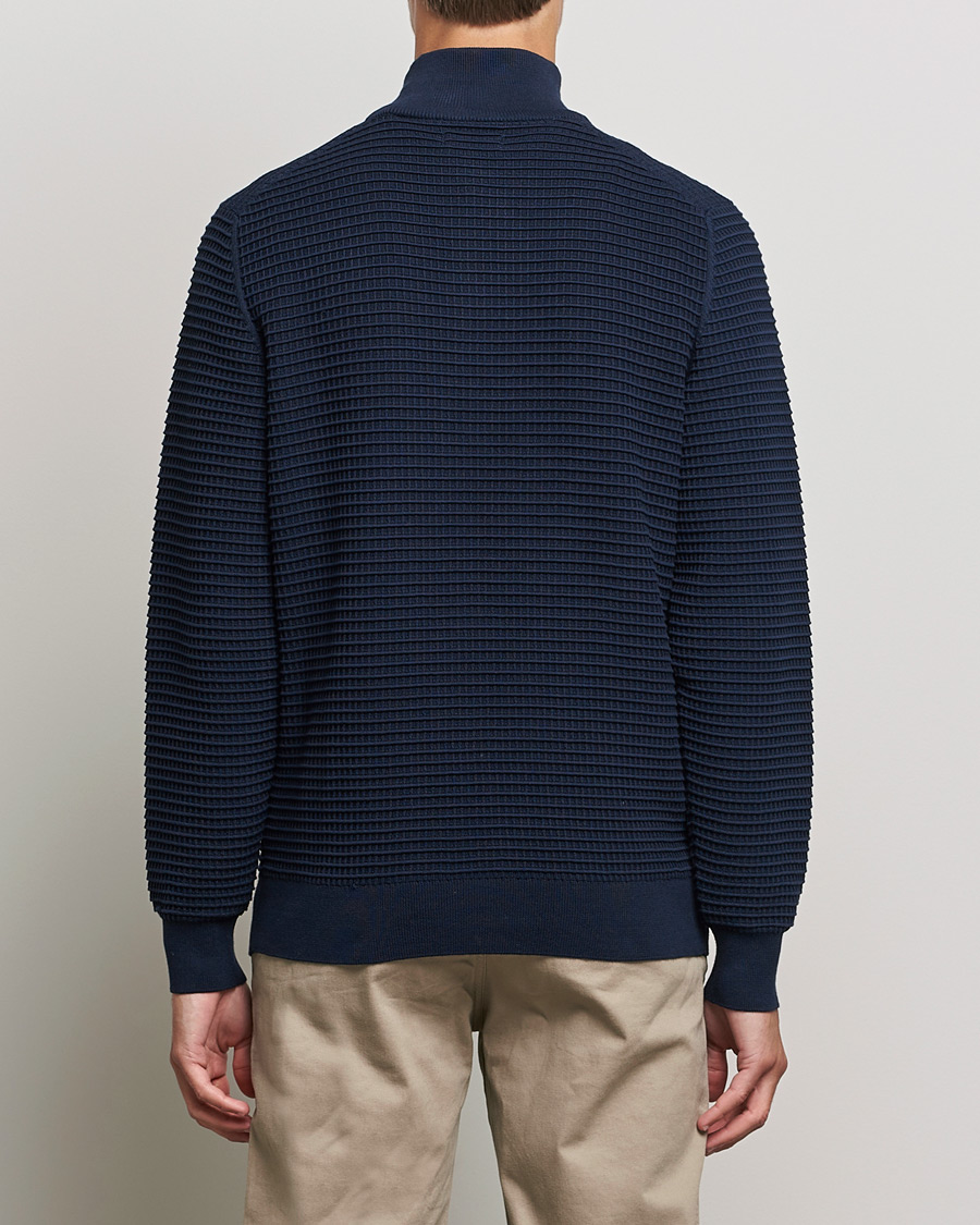 Herren | Pullover | GANT | Cotton Texture Half Zip Evening Blue