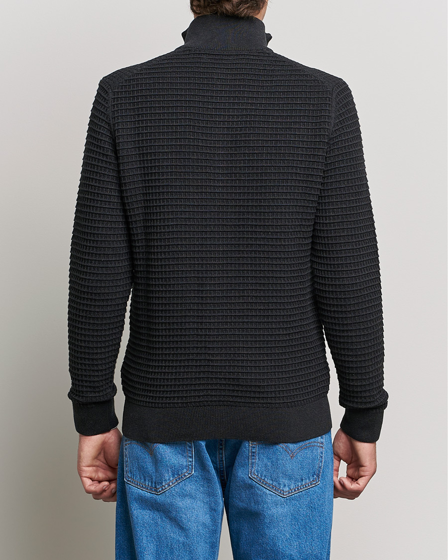 Herren | Pullover | GANT | Cotton Texture Full Zip Dark Charcoal Melange