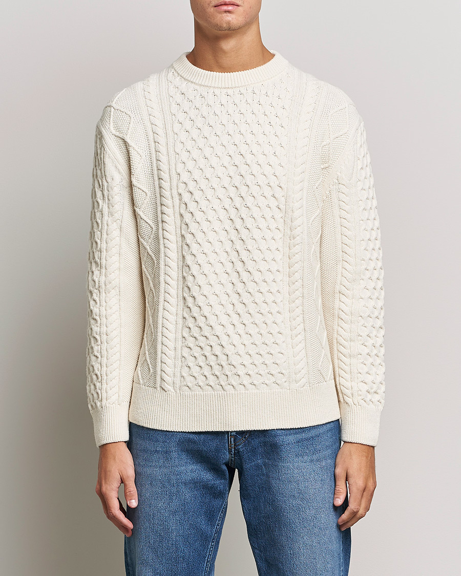 Herren | Pullover | GANT | Aran Structured Knitted Sweater Cream
