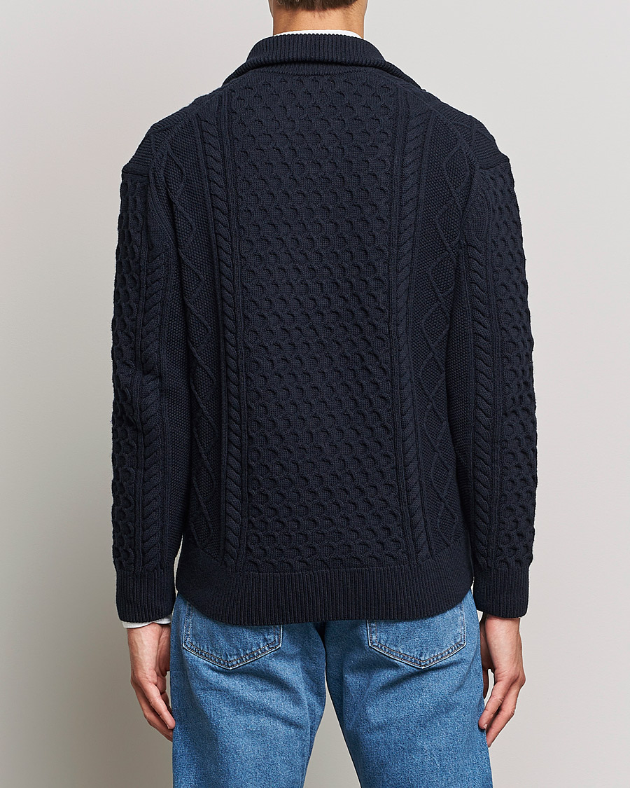 Herren | Pullover | GANT | Aran Structured Full Zip Evening Blue