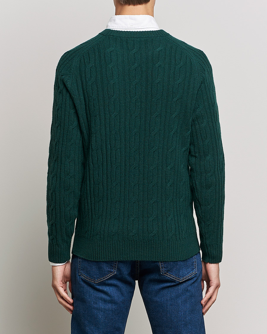 Herren | Pullover | GANT | Lambswool Cable Crew Neck Pullover Tartan Green