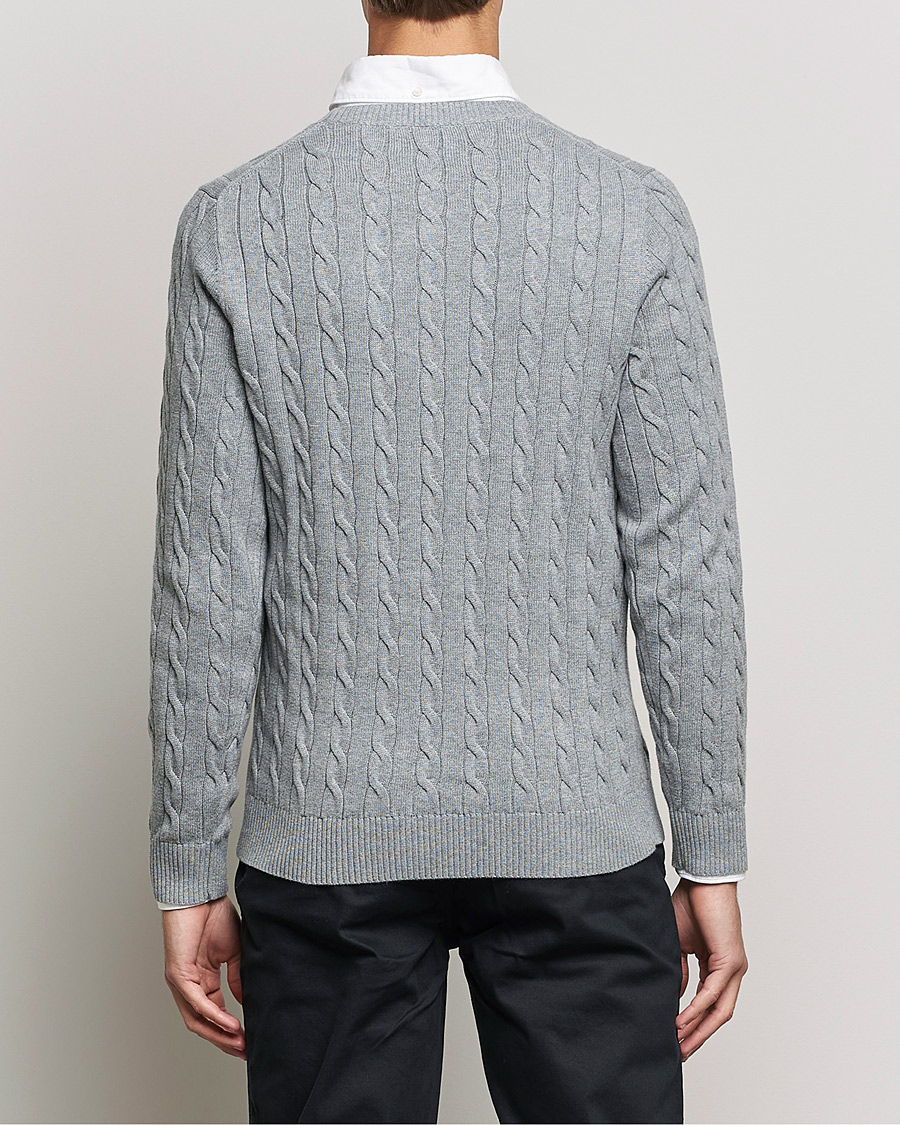 Herren | Pullover | GANT | Cotton Cable Crew Neck Pullover Grey Melange