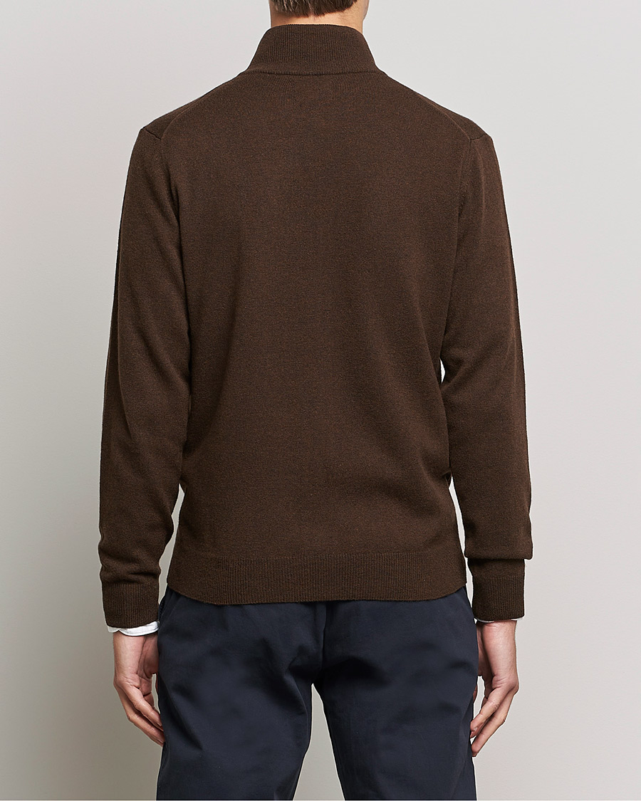 Herren | Pullover | GANT | Lambswool Full Zip Dark Brown Melange
