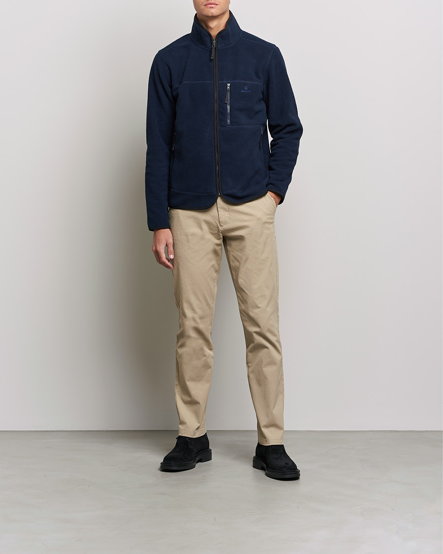 Herren | Pullover | GANT | Sherpa Fleece Full Zip Evening Blue