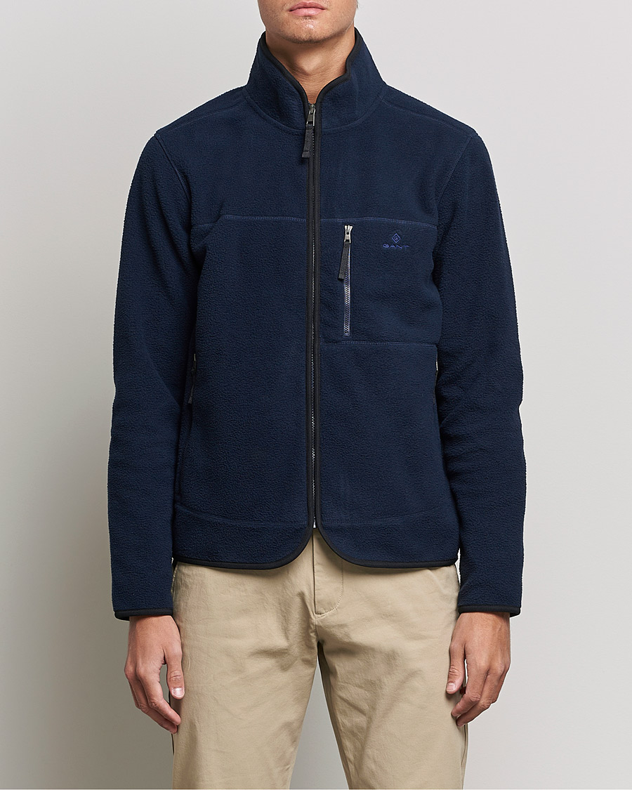 Herren | Pullover | GANT | Sherpa Fleece Full Zip Evening Blue