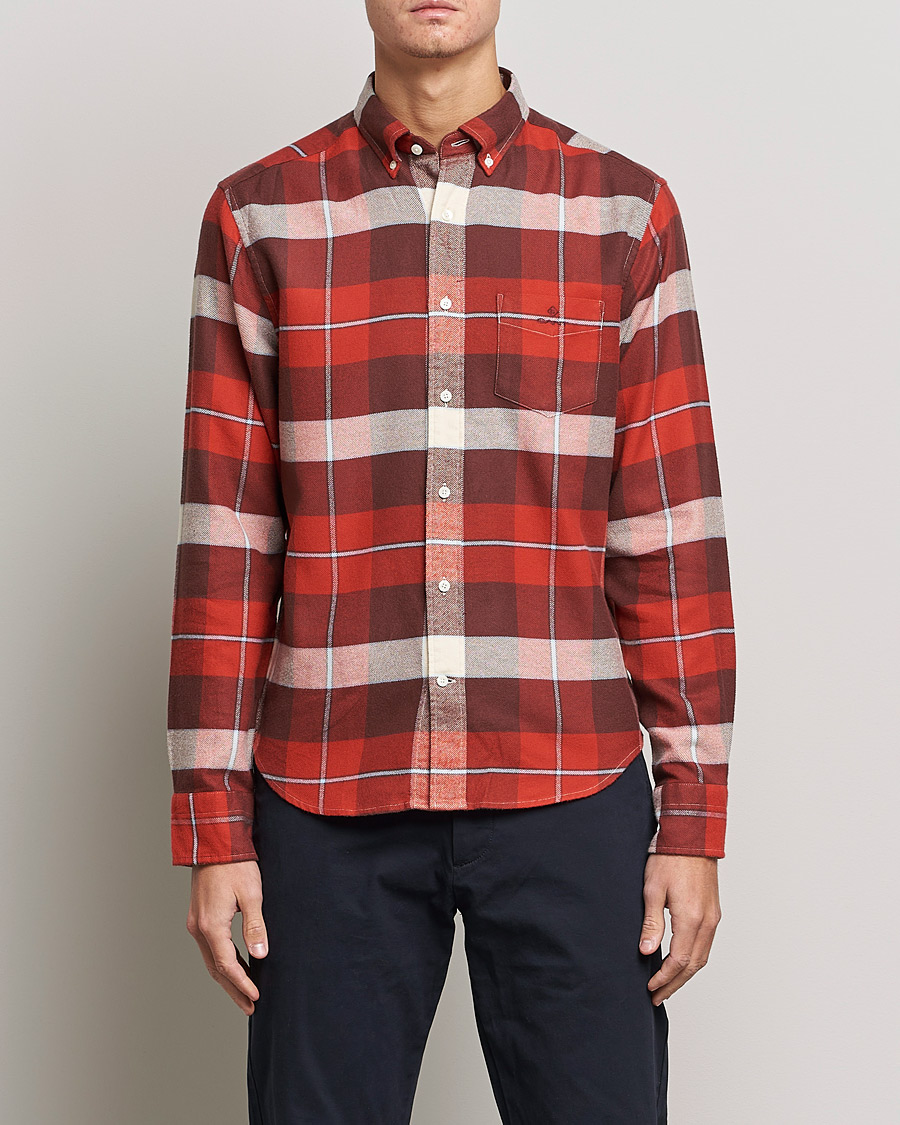 Herren | Hemden | GANT | Regular Fit Flannel Block Checked Shirt Spice Red