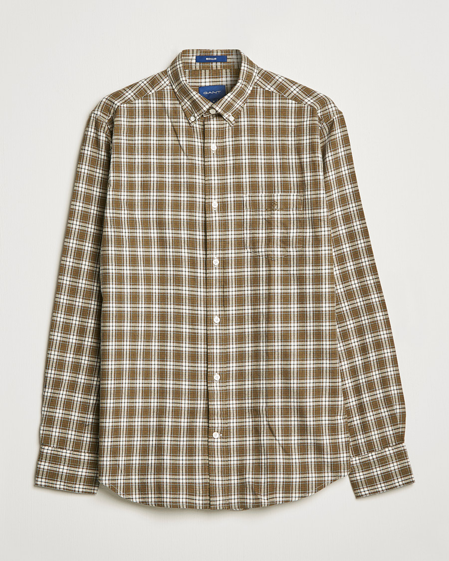 Herren | Hemden | GANT | Regular Fit Flannel Checked Shirt Army Green