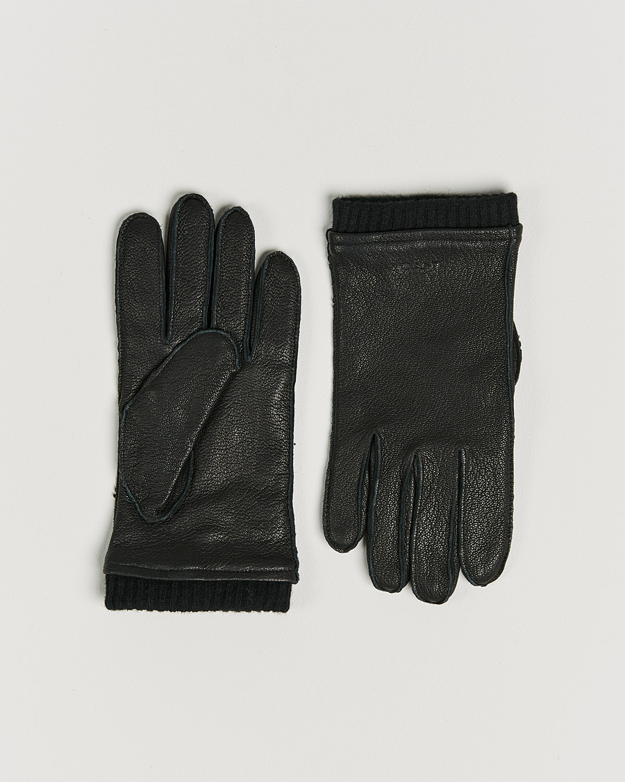 Herren | GANT Leather Gloves Black | GANT | Leather Gloves Black