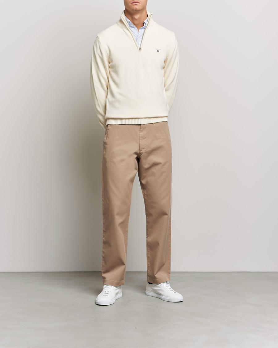Herren | Pullover | GANT | Cotton Half Zip Cream