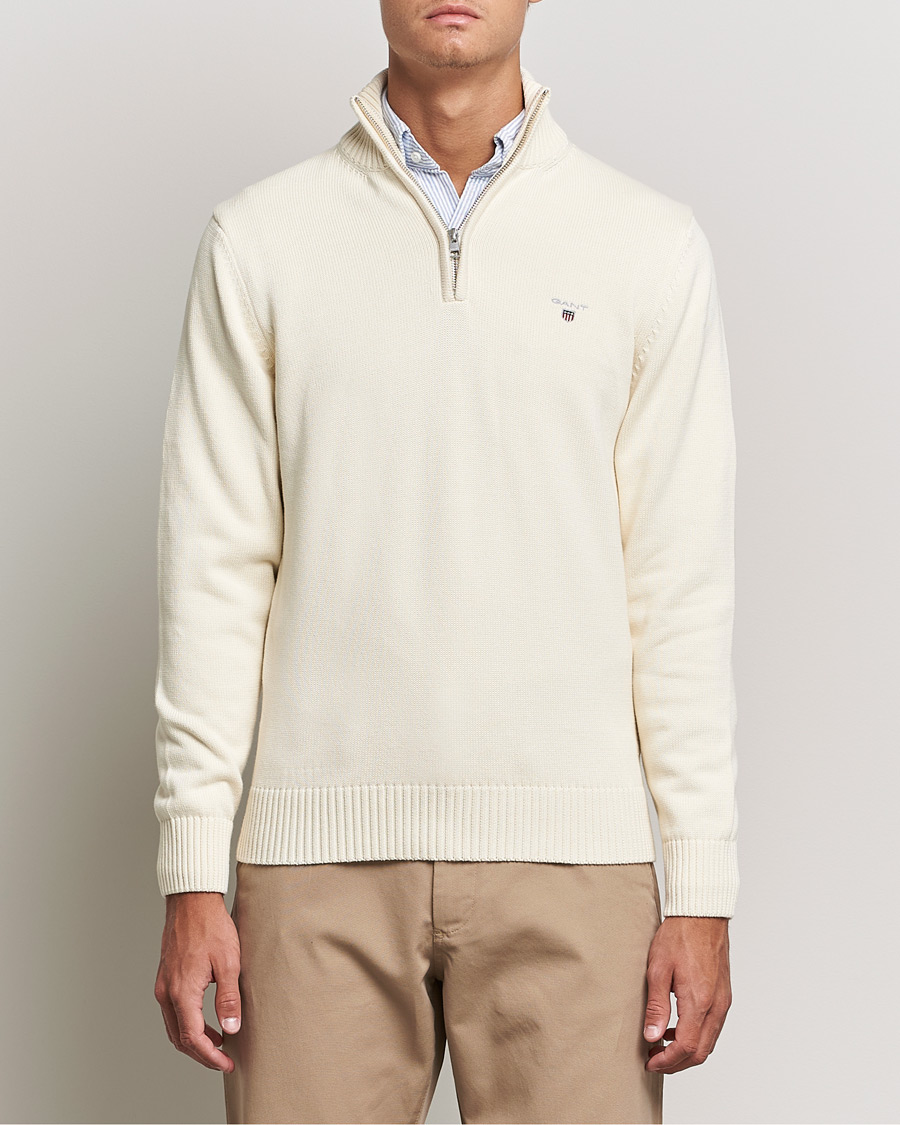 Herren | Pullover | GANT | Cotton Half Zip Cream