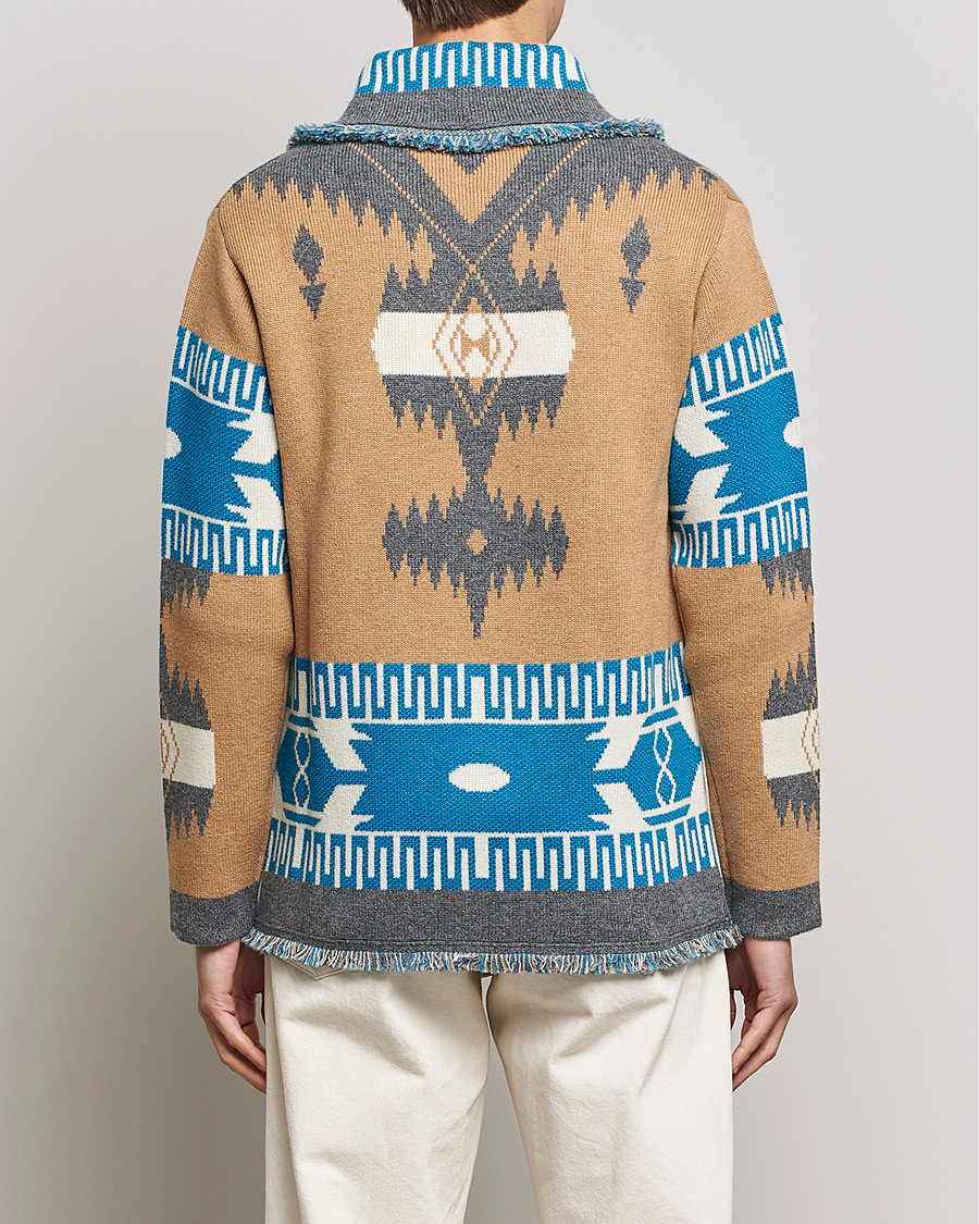 Herren | Pullover | Alanui | Icon Cashmere Jacquard Cardigan Camel/Blue
