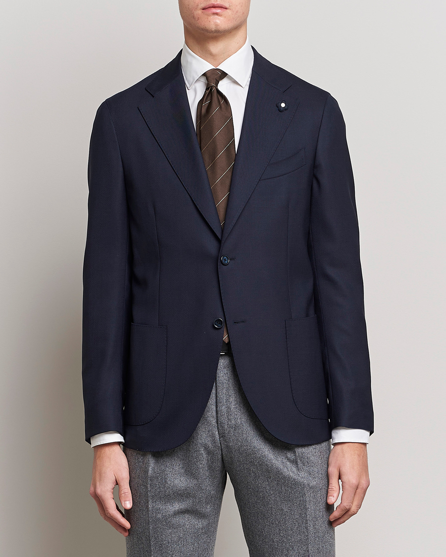 Herren | Dresscode Hochzeit | Lardini | Patch Pocket Wool Blazer Navy