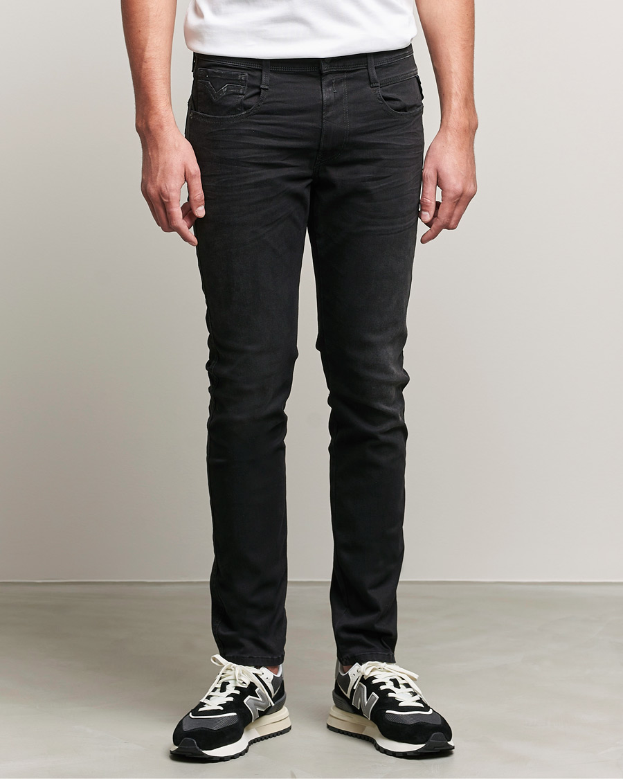 Herren | Schwartze Jeans | Replay | Anbass Hyperflex Re Used X-Lite Jeans Washed Black